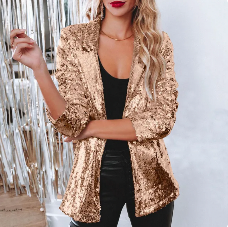 Elvira - Luxe Sequin blazer met lange mouw en reverskraag