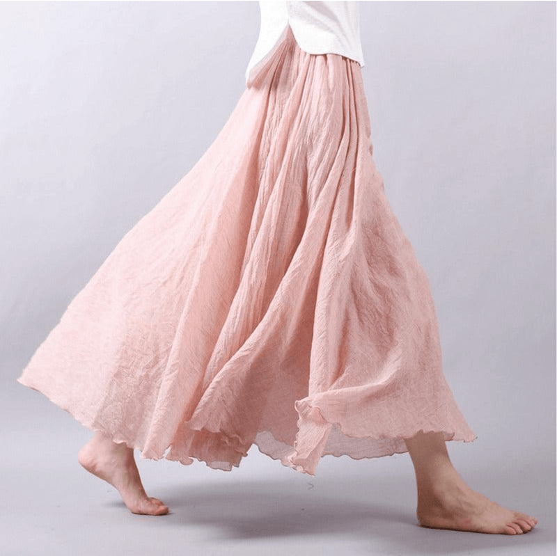 Freya - Lichtgewicht Elastische Taille Losse Lange Rok met Vloeiend Silhouet