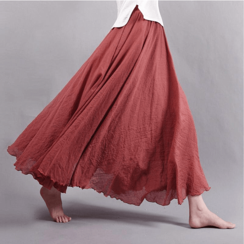 Freya - Lichtgewicht Elastische Taille Losse Lange Rok met Vloeiend Silhouet