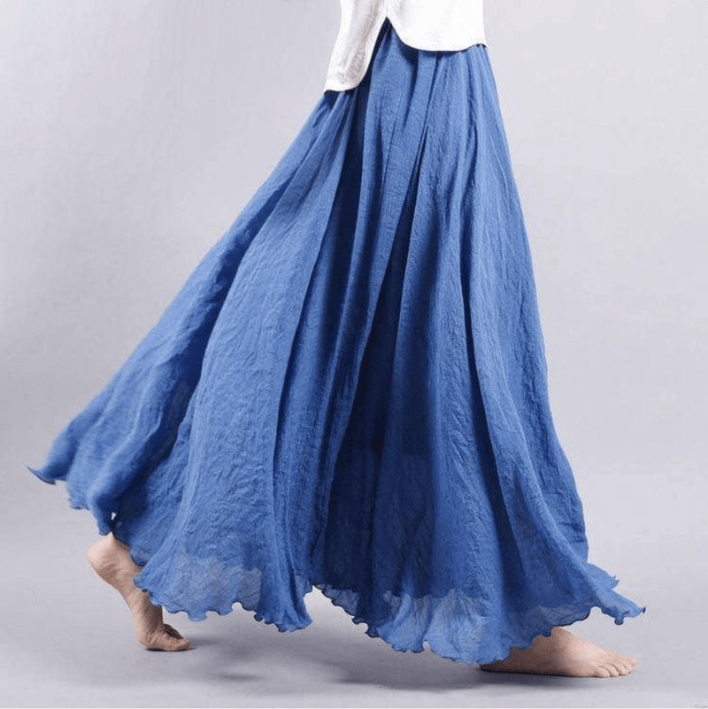 Freya - Lichtgewicht Elastische Taille Losse Lange Rok met Vloeiend Silhouet
