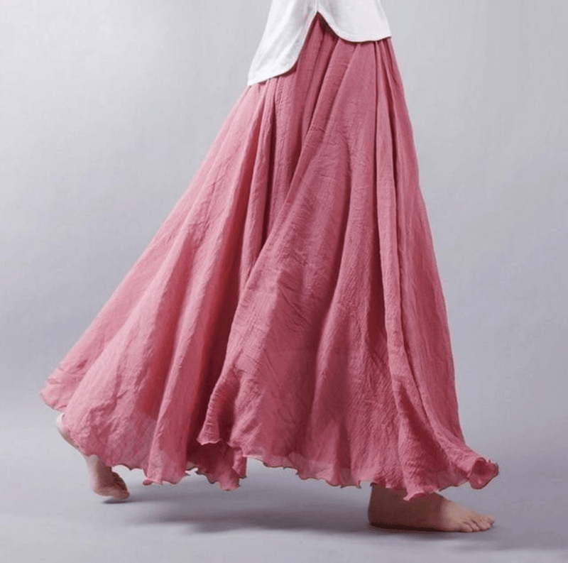 Freya - Lichtgewicht Elastische Taille Losse Lange Rok met Vloeiend Silhouet