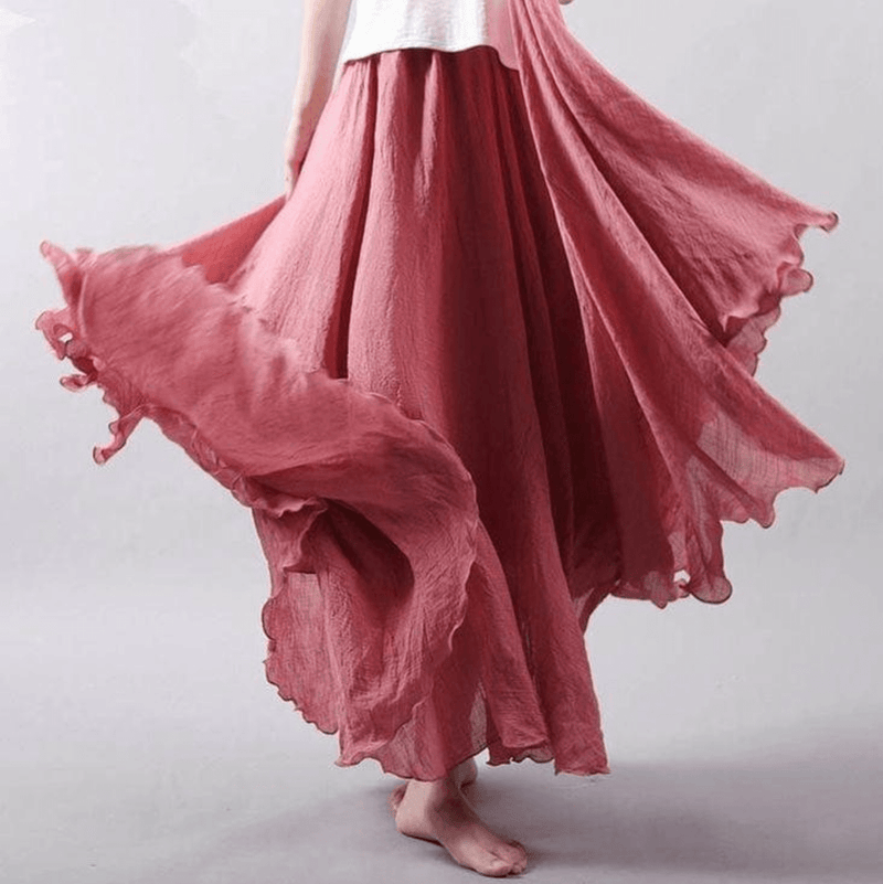 Freya - Lichtgewicht Elastische Taille Losse Lange Rok met Vloeiend Silhouet