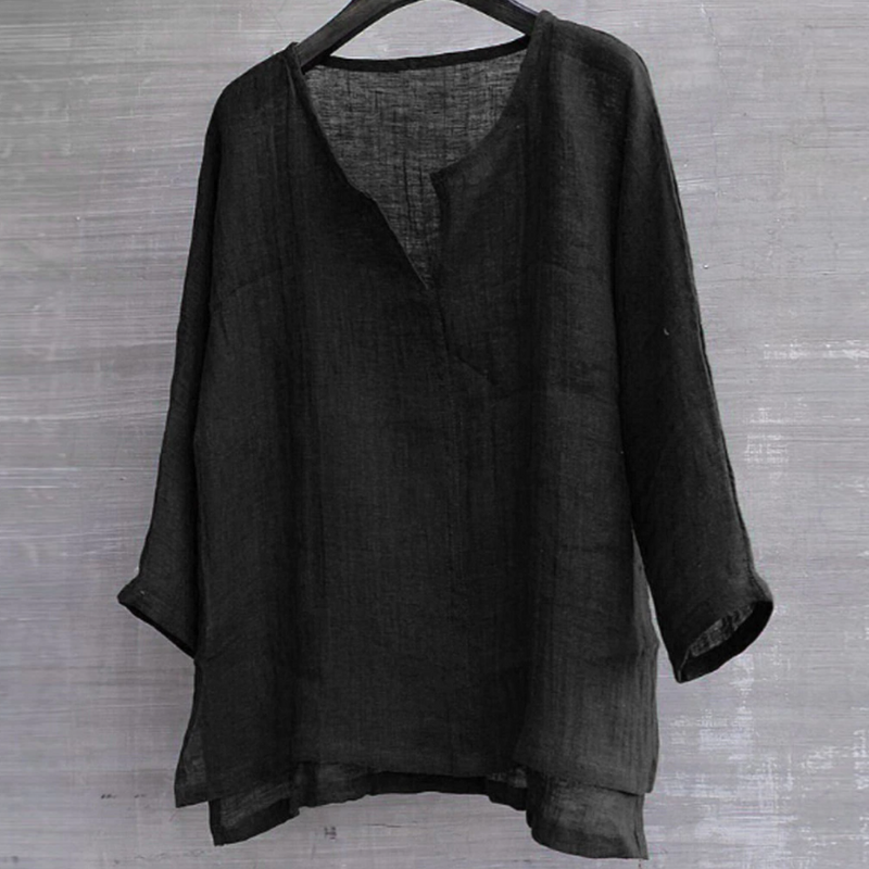 Jhon – Elegante V-hals blouse met lange mouwen en losse pasvorm