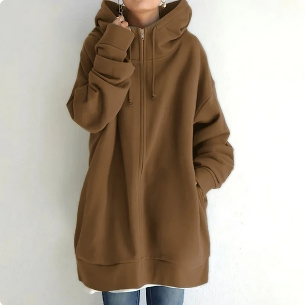 Arwen - Relaxte hoodie met rits en capuchon met trekkoord