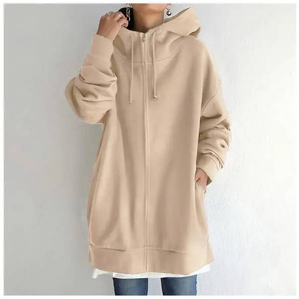 Arwen - Relaxte hoodie met rits en capuchon met trekkoord