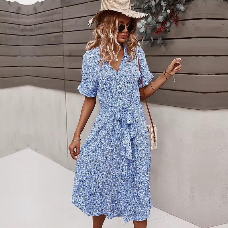 Lena - Boho Maxi Dress met knoopsluiting voor en V-hals