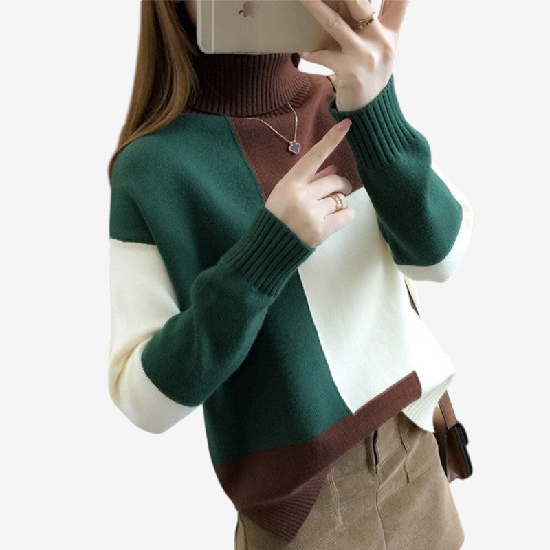 Ariana - Lange Mouw Trui met Col en Geribbelde Details