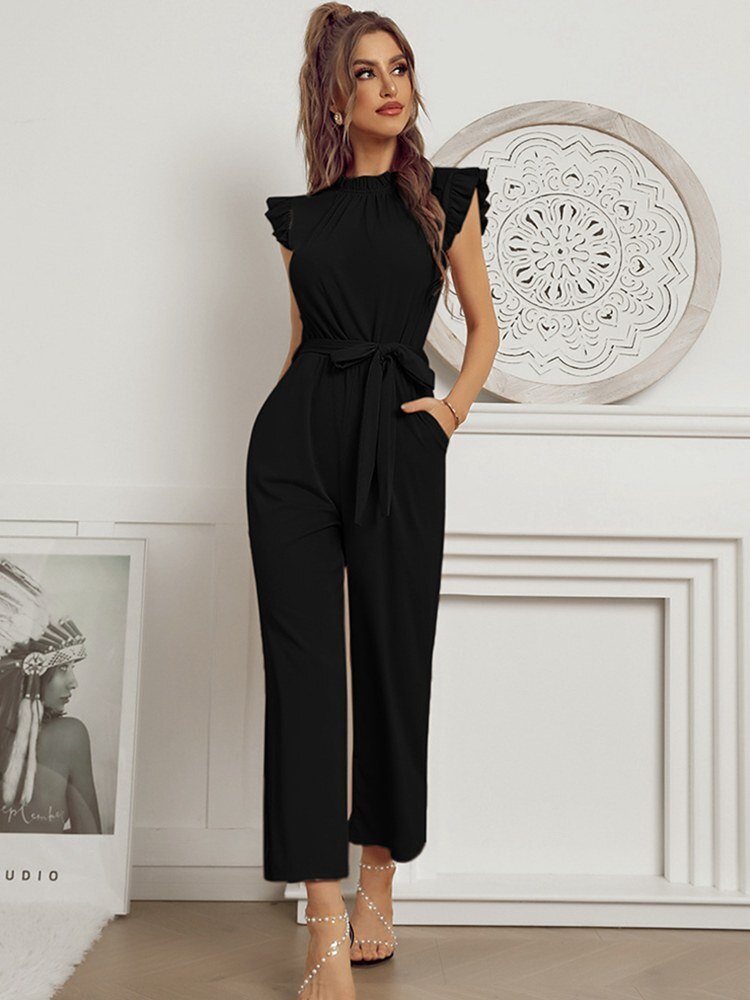 Lily - Chique jumpsuit met ruches aan de mouwen en ontspannen pasvorm