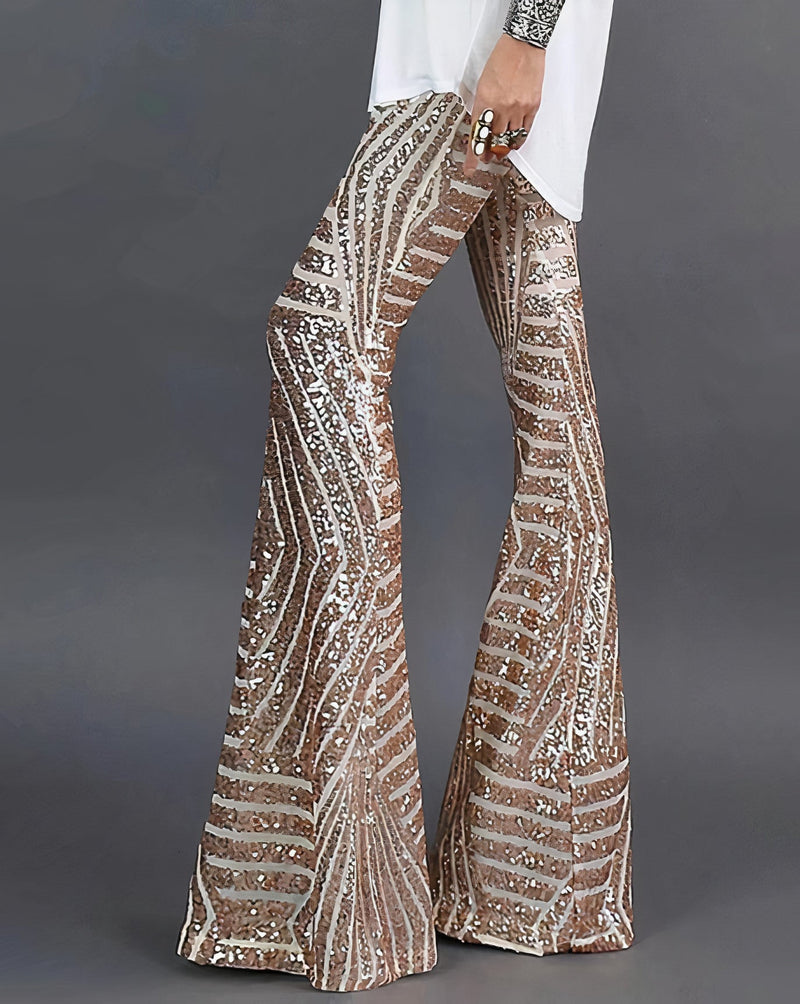 Victoria - Glamoureuze uitlopende broek met pailletten