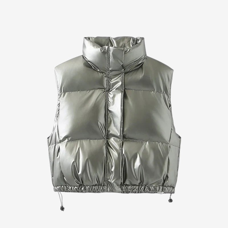 Ashley – Mouwloze Jas met Staande Kraag en Ritssluiting