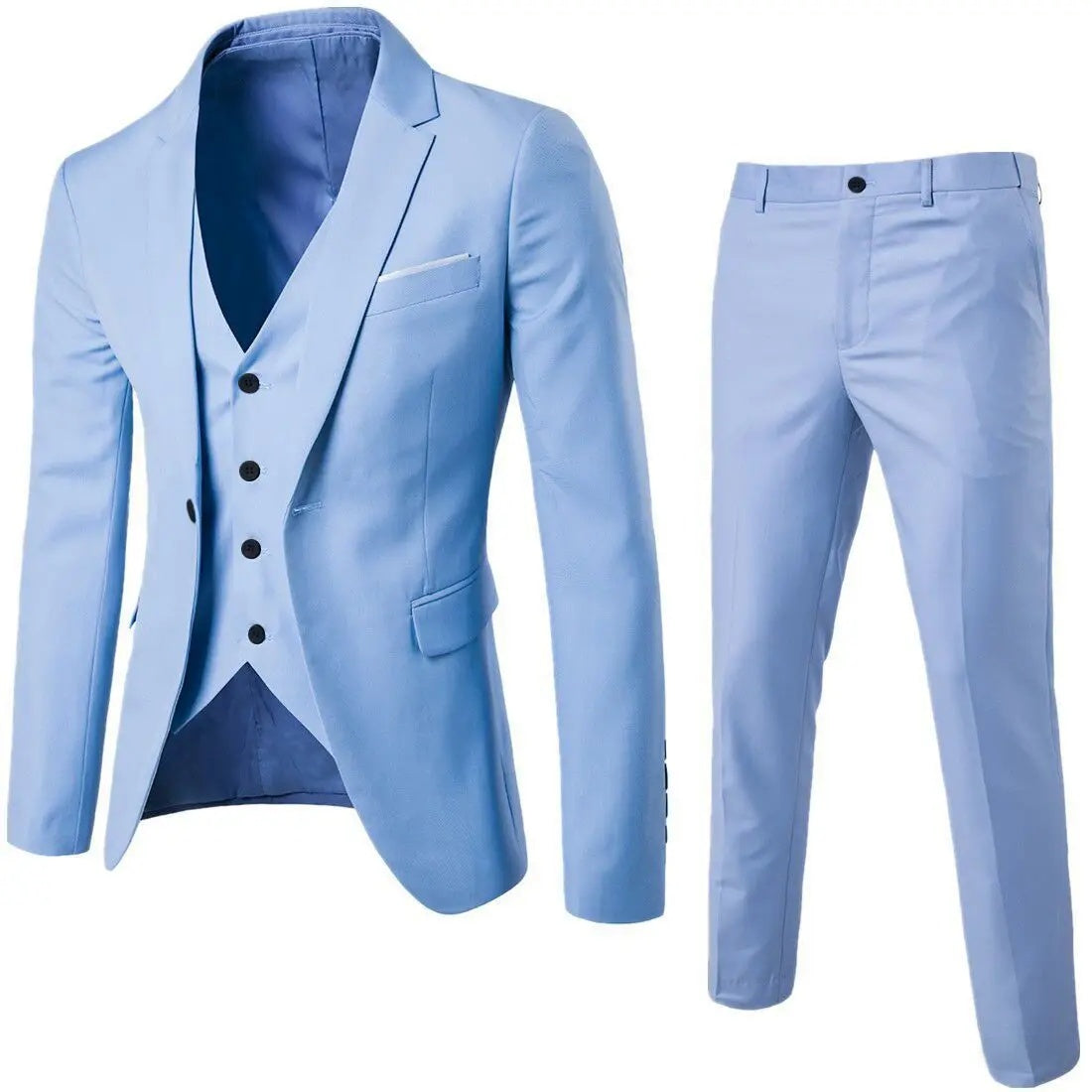 Dorian – Slim-Fit Driestuks Pak met Strakke Snit en Minimalistische Details