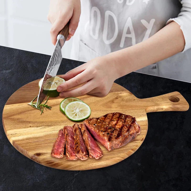 ServeCraft – Rustieke pizzaschep en serveerplank met strak handvat en afgerond oppervlak