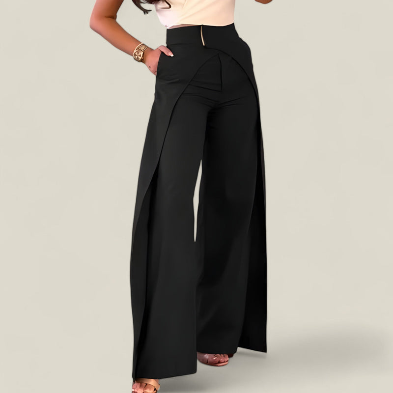 Emma - Asymmetrische wijde broek met hoge taille en moderne chique stijl
