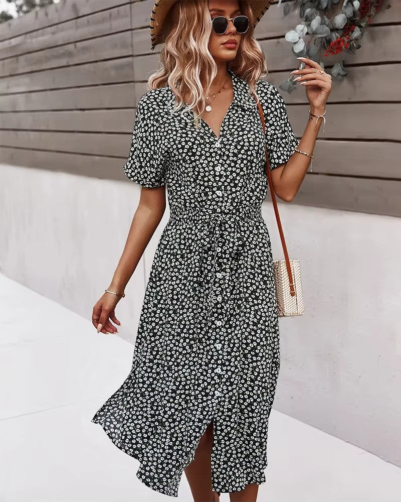 Lena - Boho Maxi Dress met knoopsluiting voor en V-hals