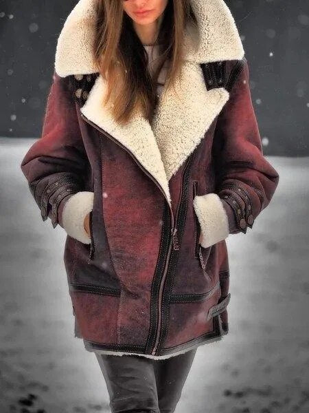 Olivia - Slanke winterjas met schuine ritssluiting en ingekeepte kraag