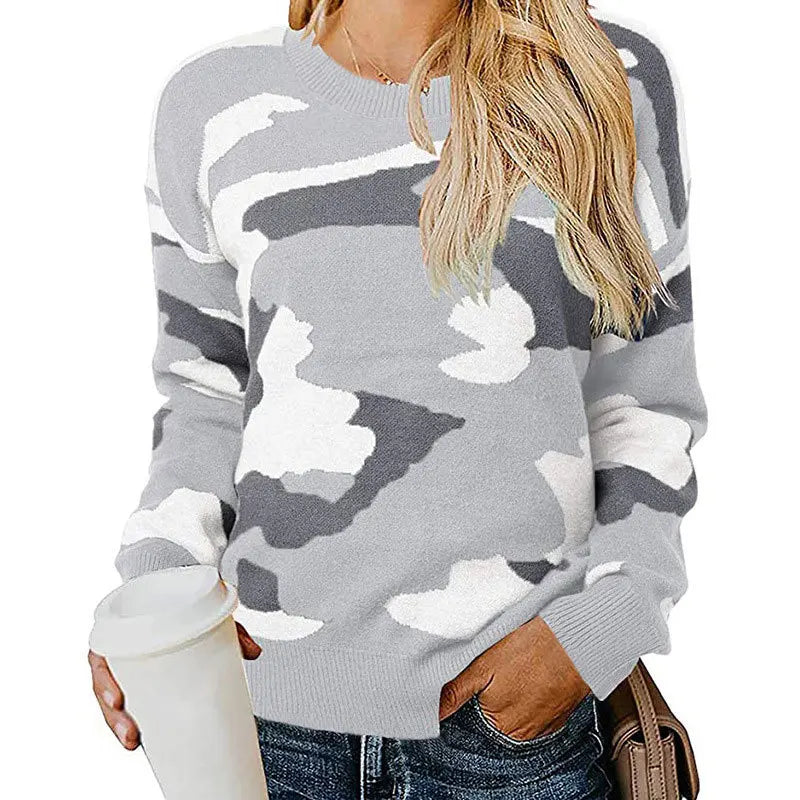 Zoe - Gebreide trui met camouflage en luipaard voor een opvallende stijl