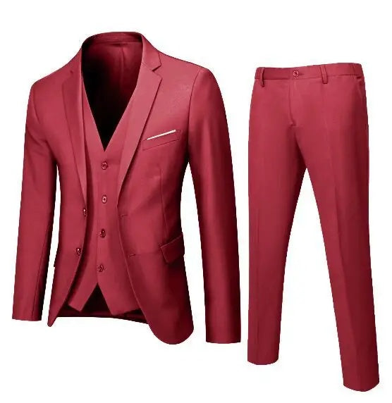 Dorian – Slim-Fit Driestuks Pak met Strakke Snit en Minimalistische Details