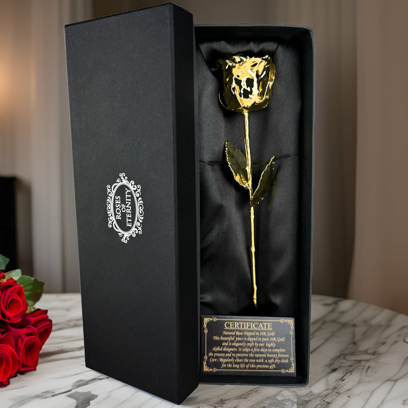 Rosalina - Echte roos gedoopt in 24K goud bewaard voor een tijdloos geschenk van liefde