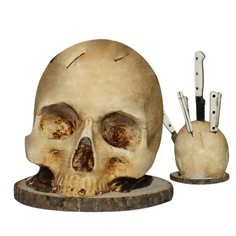GothicCulinary - Porte couteau tête de mort accrocheur pour un rangement élégant