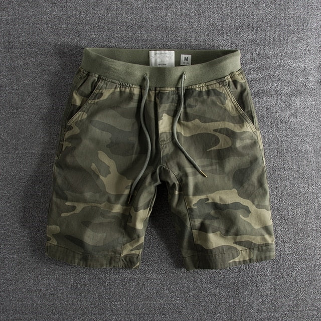 Logan - Camouflageshort met elastische tailleband en zijzakken