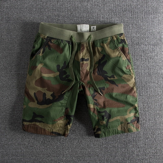 Logan - Camouflageshort met elastische tailleband en zijzakken
