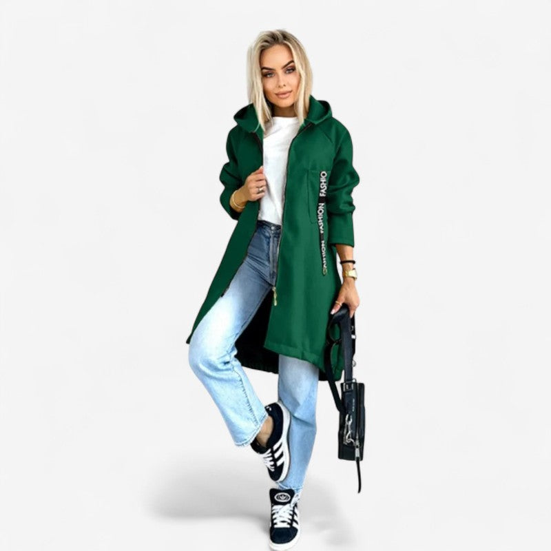 Violet – Lange jas met ritssluiting en capuchon