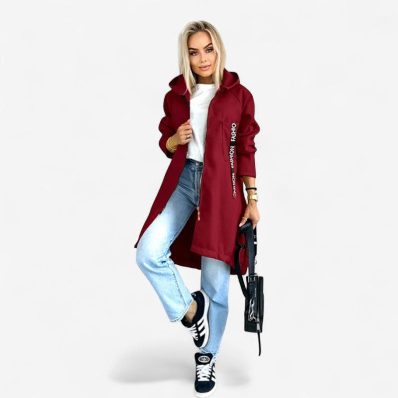 Violet – Lange jas met ritssluiting en capuchon