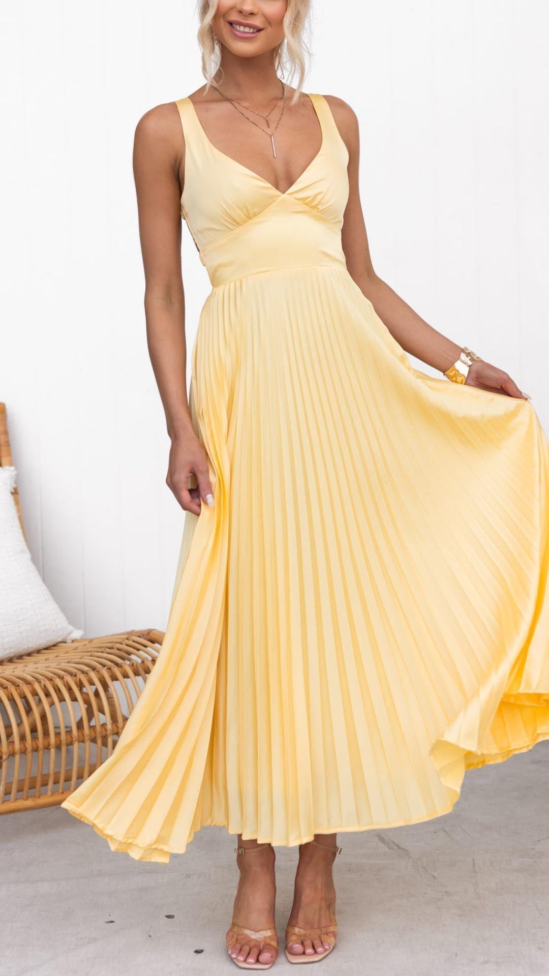 Margaret - Elegante zwierige maxi-jurk met diepe V-hals en comfortabele pasvorm