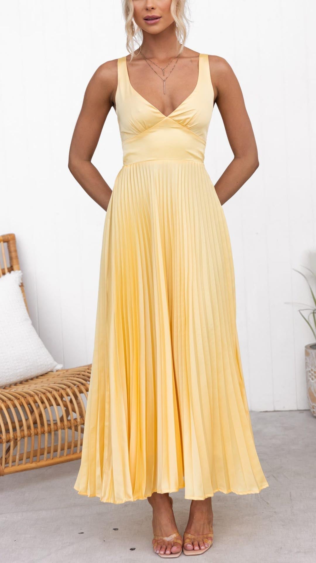 Margaret - Elegante zwierige maxi-jurk met diepe V-hals en comfortabele pasvorm