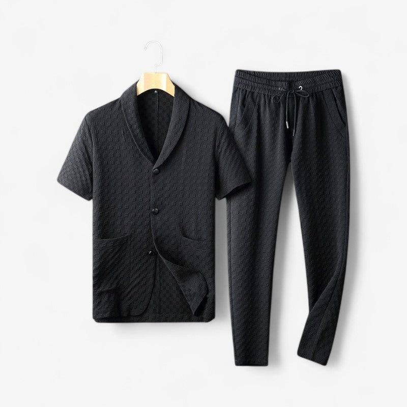 Theodore – Tweedelige Set met Korte Mouwen overhemd en Wijd Poot Broek