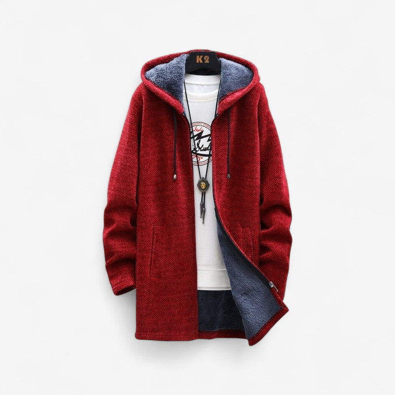 David - Lange Mouw Jas met Capuchon Rits en Zijzakken