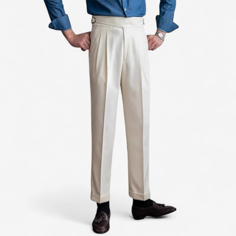 Atlas – Hoge Taille Broek met Gespsluiting en Meerdere Zakjes