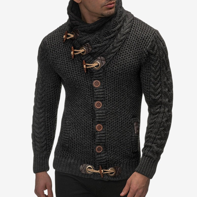 Mark - Trui met Lange Mouwen Zijzakken en Knopensluiting