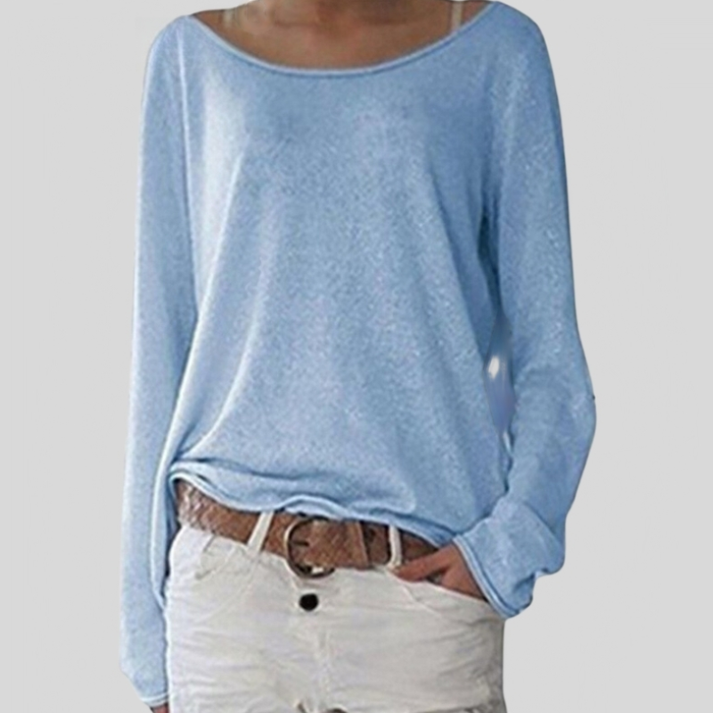 Lina – Blouse met lange mouwen, ronde hals en losvallend design