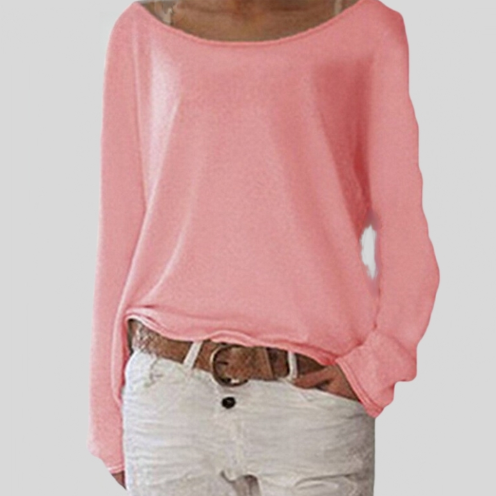 Lina – Blouse met lange mouwen, ronde hals en losvallend design