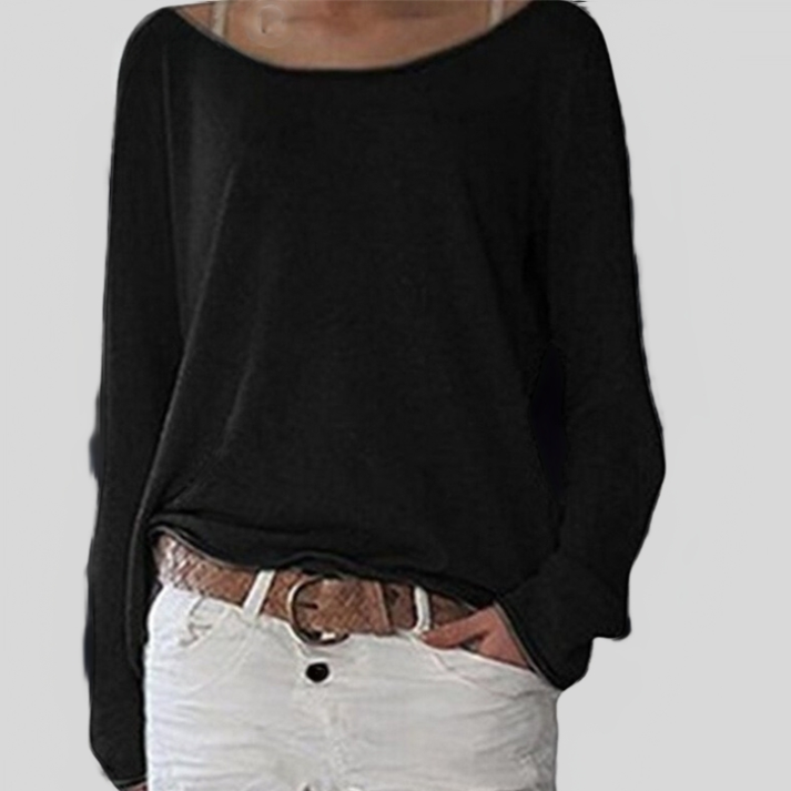 Lina – Blouse met lange mouwen, ronde hals en losvallend design