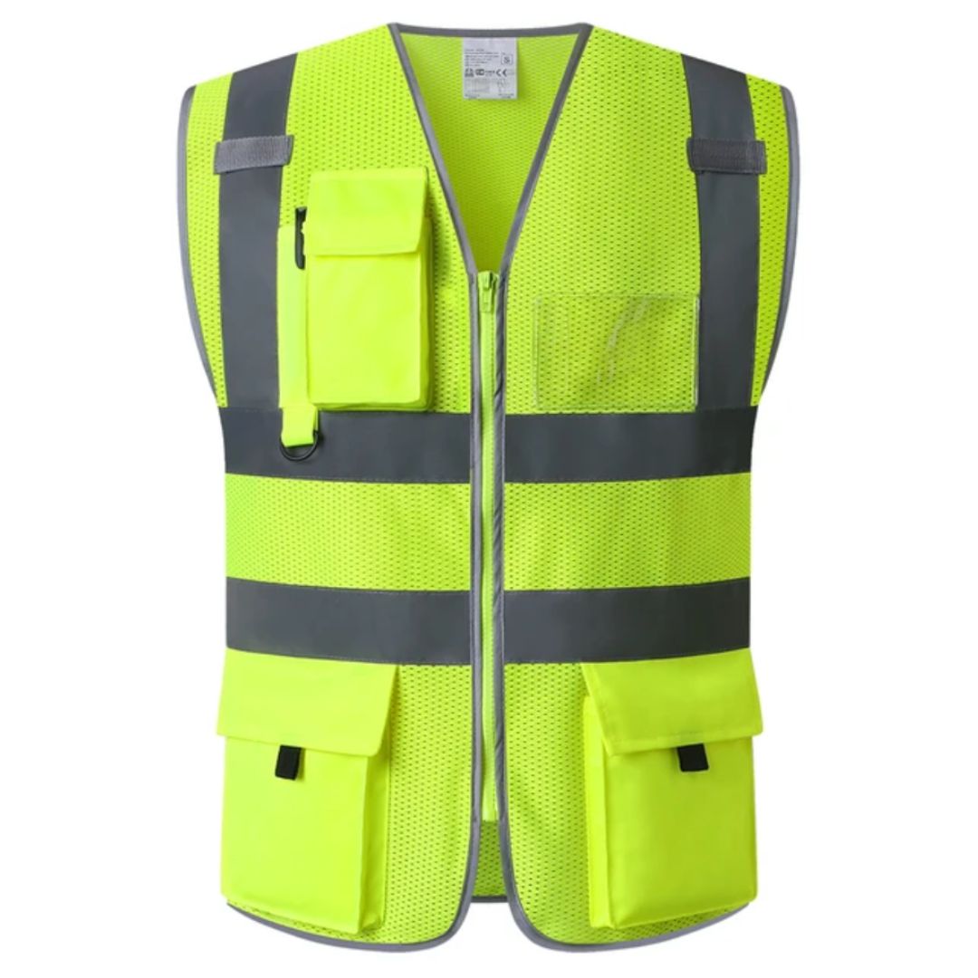 SafeGear - Veiligheidsvest met hoge zichtbaarheid, reflecterende strips en multi-pocket utility-ontwerp