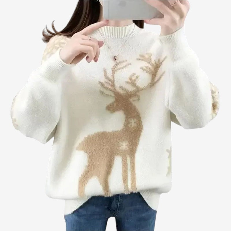 Juliana - Lange Mouw Trui met Ronde Hals en Geribbelde Details