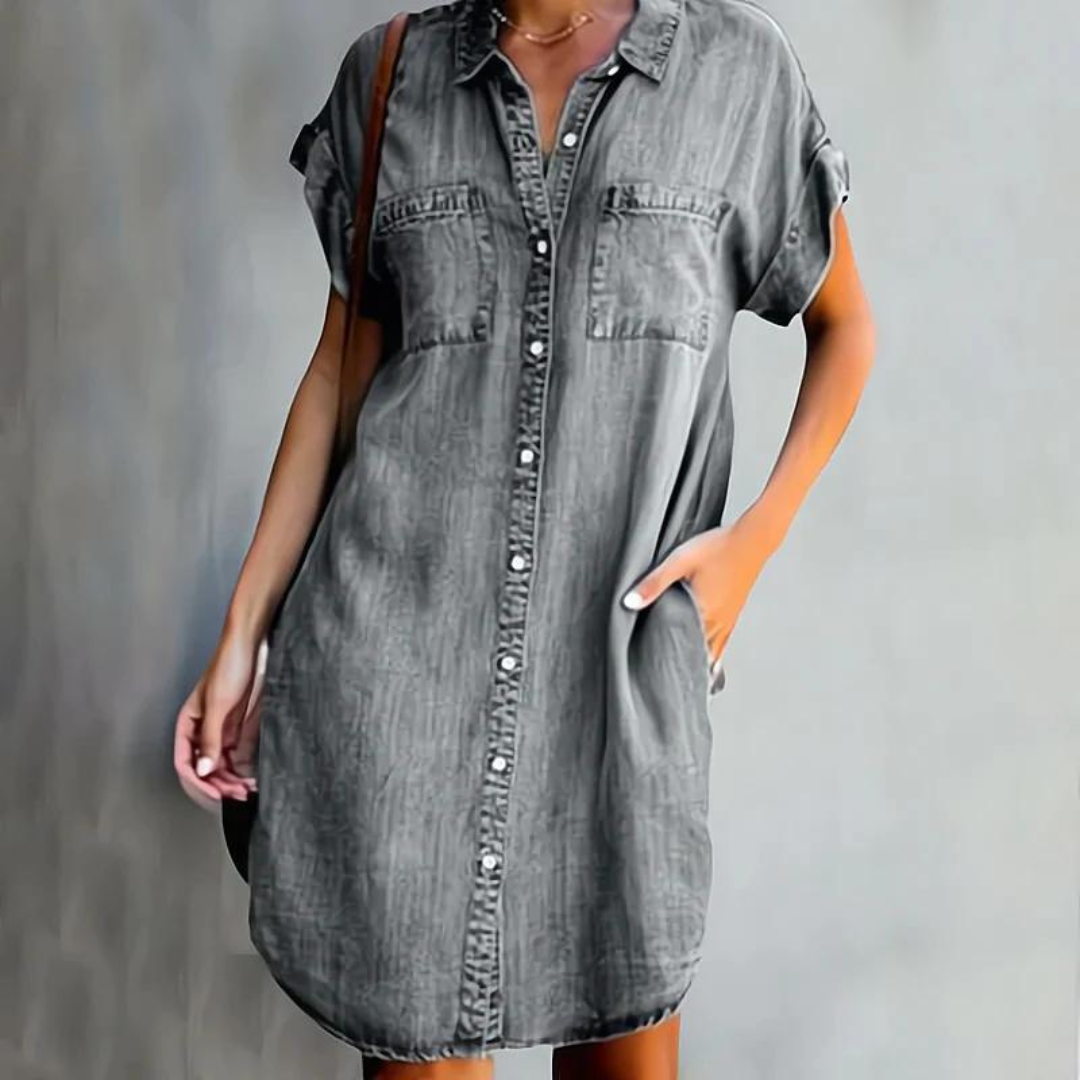 DenimChic™ - Casual Denim Jurk Voor Dames