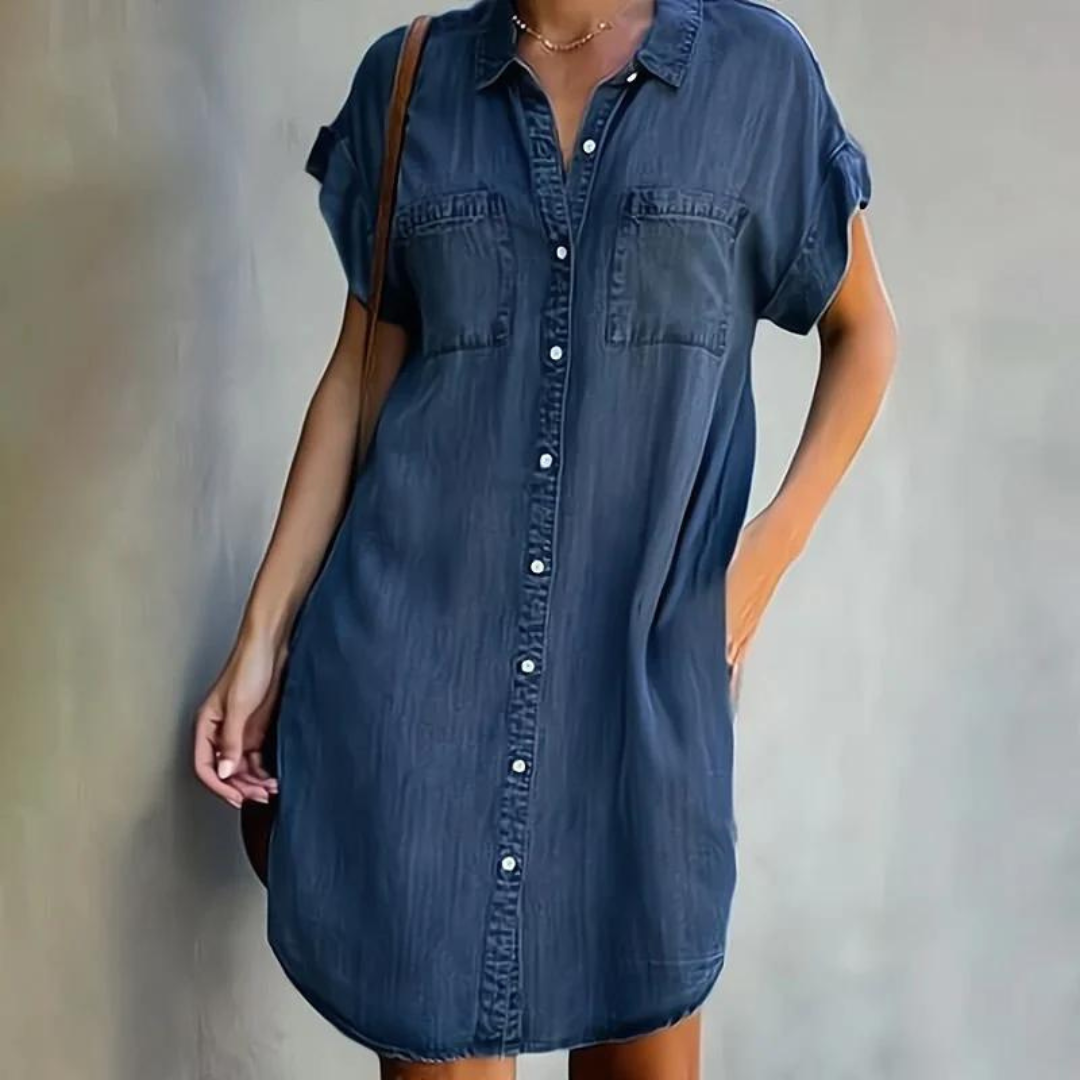 DenimChic™ - Casual Denim Jurk Voor Dames