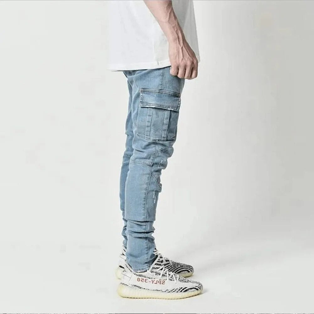 Claus - Modieuze Denim Cargo Broek met meerdere zakken