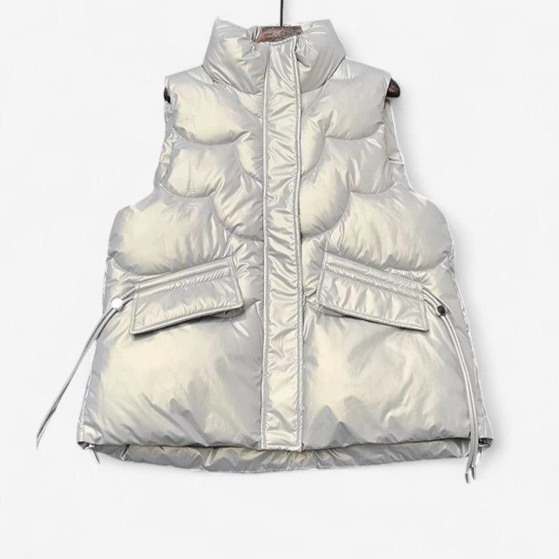 Anya - Mouwloze Jas met Opstaande Kraag en Zijzakken