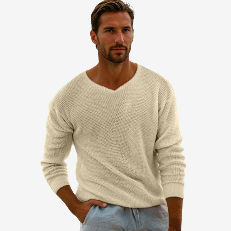 Sterling – Trui met Lange Mouwen V-Hals en Geribbelde Mouwen