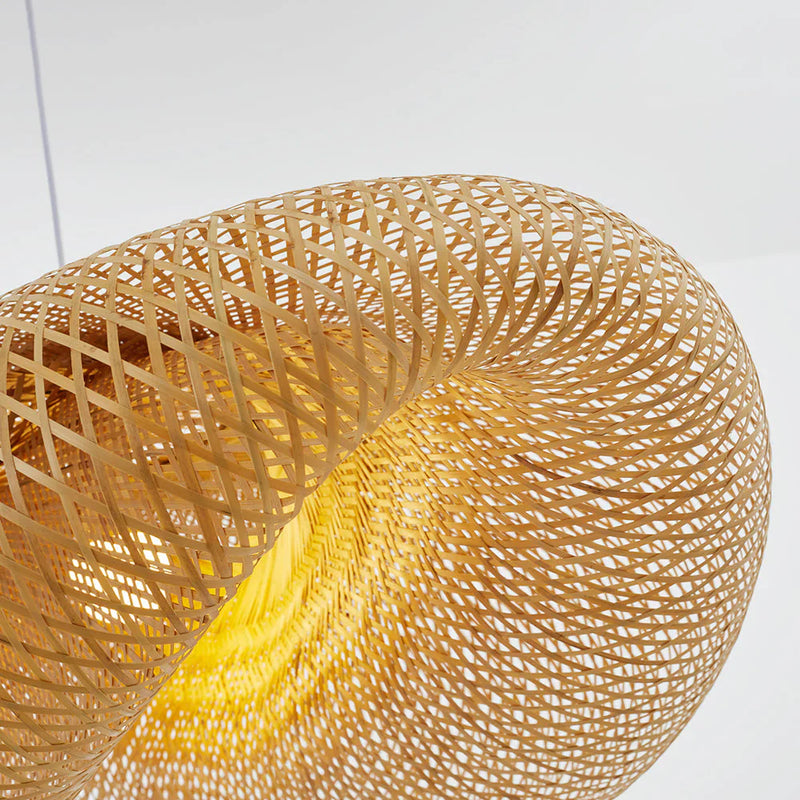 BambooChic – Eco-vriendelijke Boho hanglamp met zachte gloed en handgeweven bamboedesign