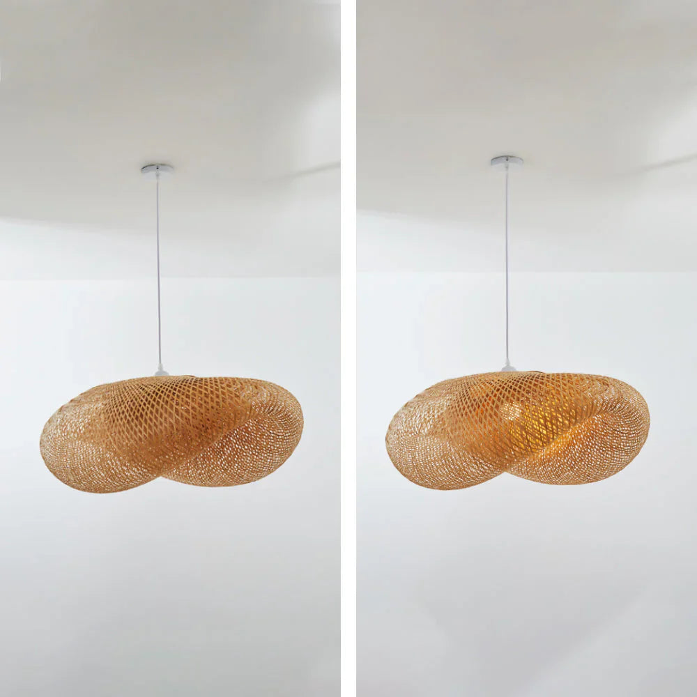 BambooChic – Eco-vriendelijke Boho hanglamp met zachte gloed en handgeweven bamboedesign
