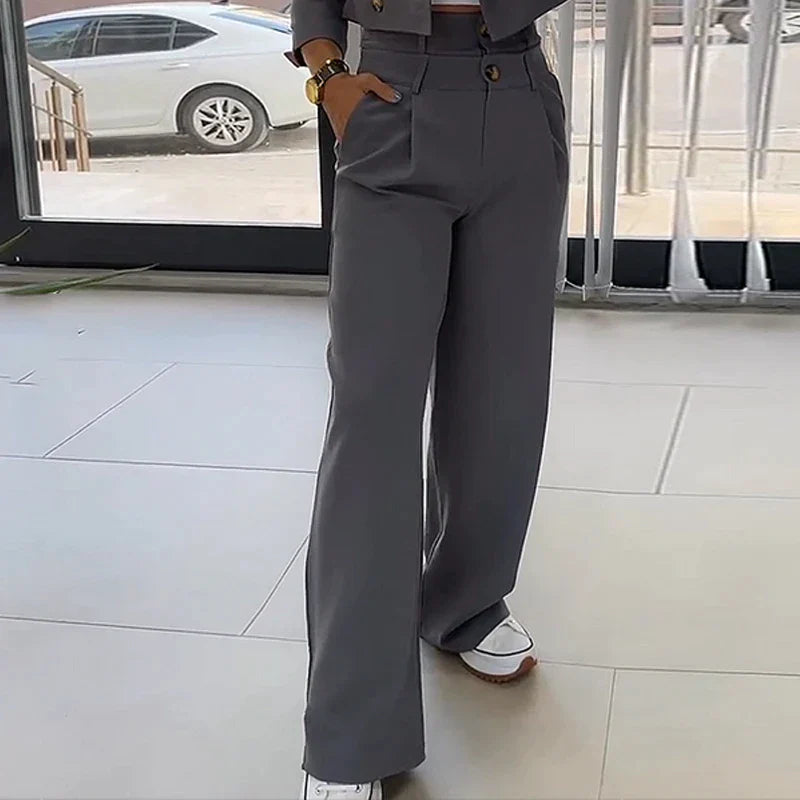 Chena - Elegante 2-delige blazer & broek set met wijde lengte