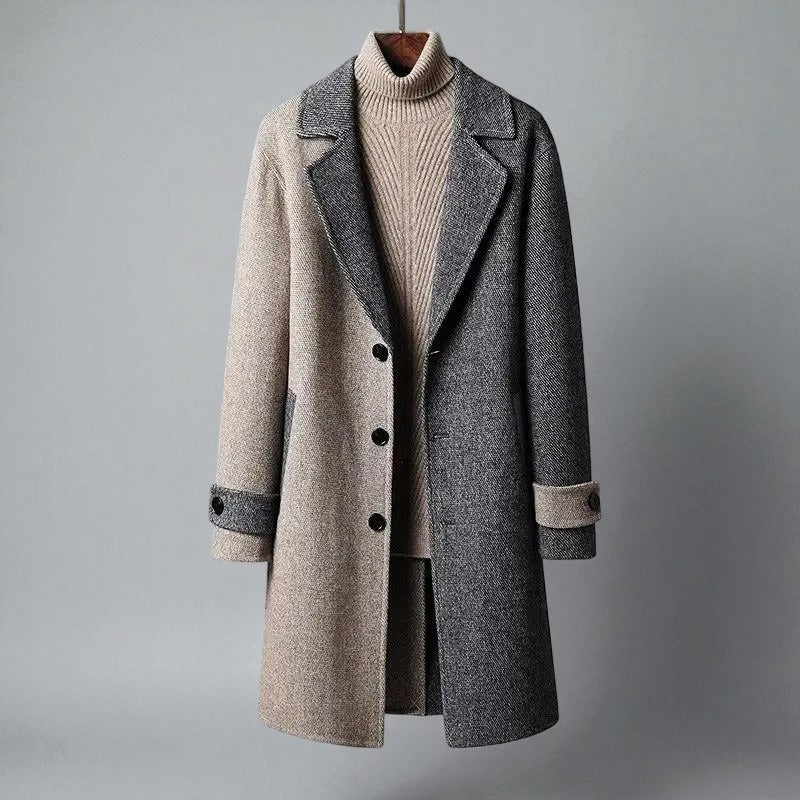 Arvion – Lange mantel met lange mouwen en klassiek ontwerp