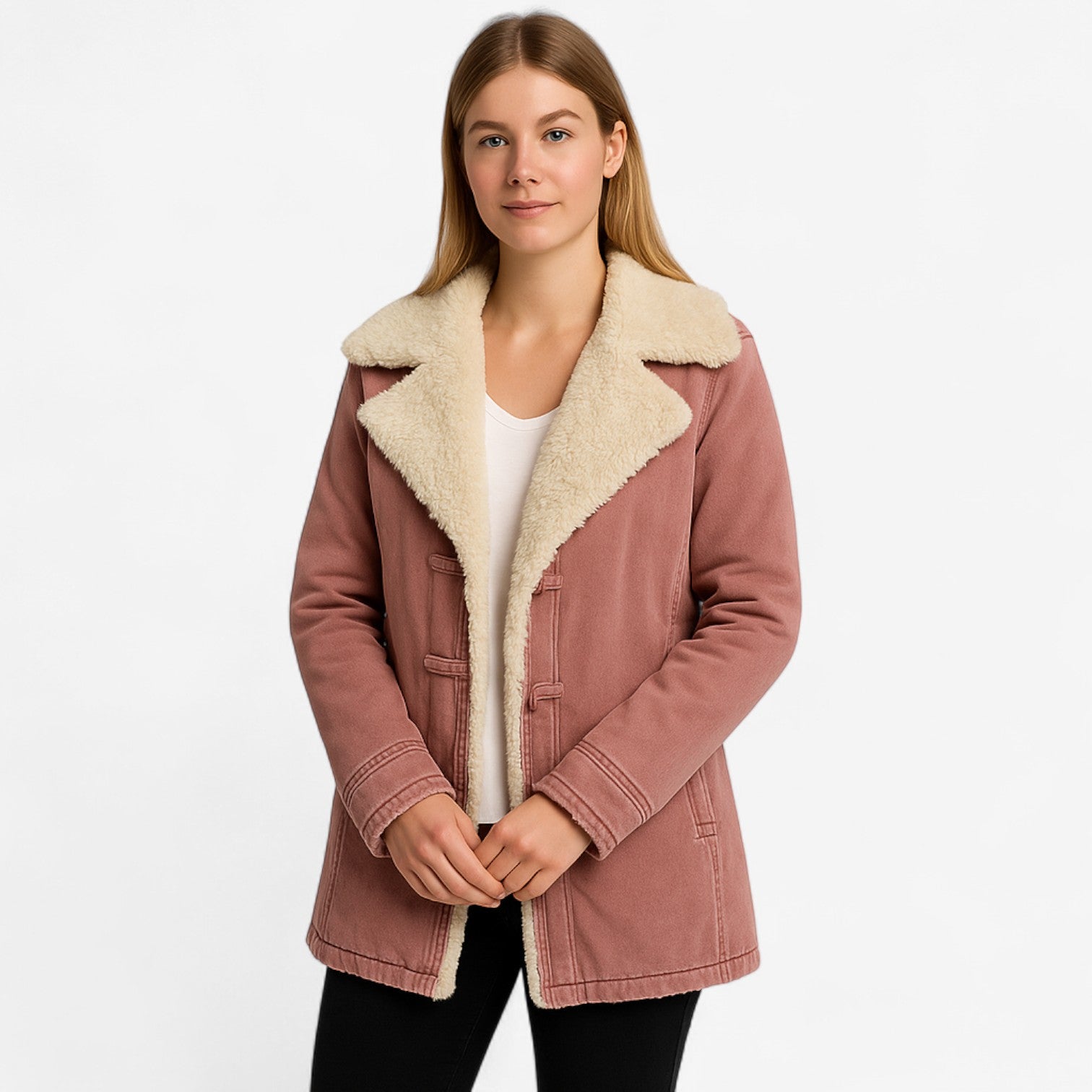 Wilhelmina – Lange Fleecejas met Reverskraag en Tailleceintuur