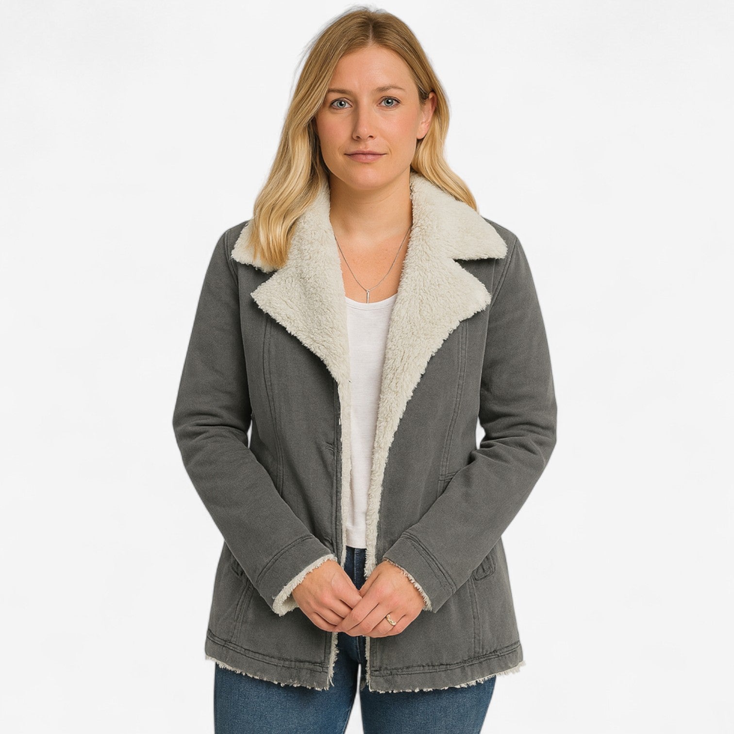 Wilhelmina – Lange Fleecejas met Reverskraag en Tailleceintuur