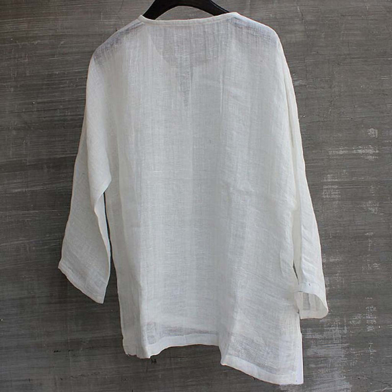 Jhon – Elegante V-hals blouse met lange mouwen en losse pasvorm